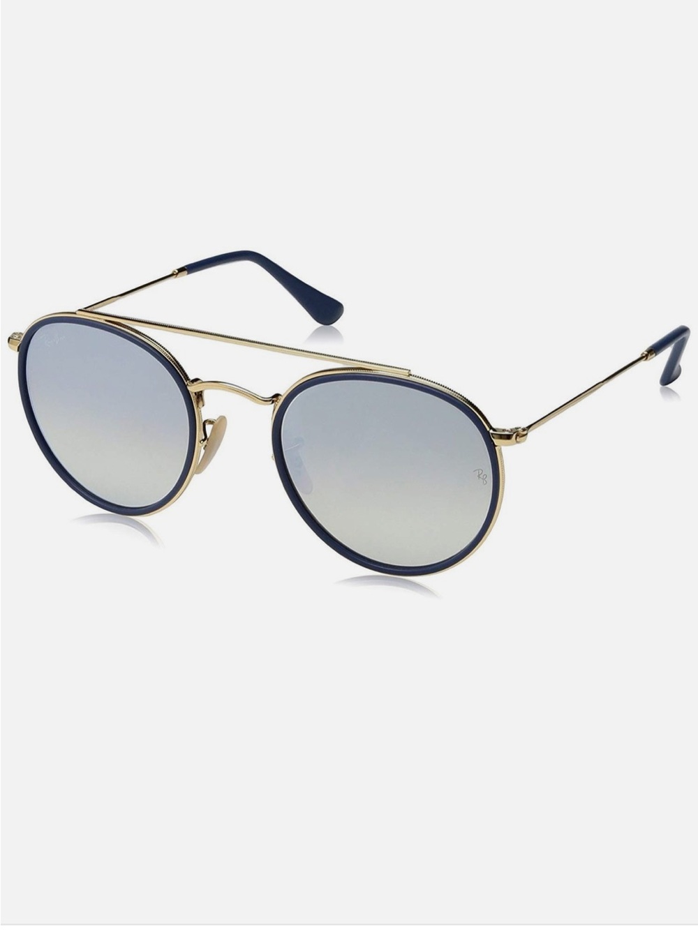 Round RayBan Sunglasses in Gold with Blue Trim